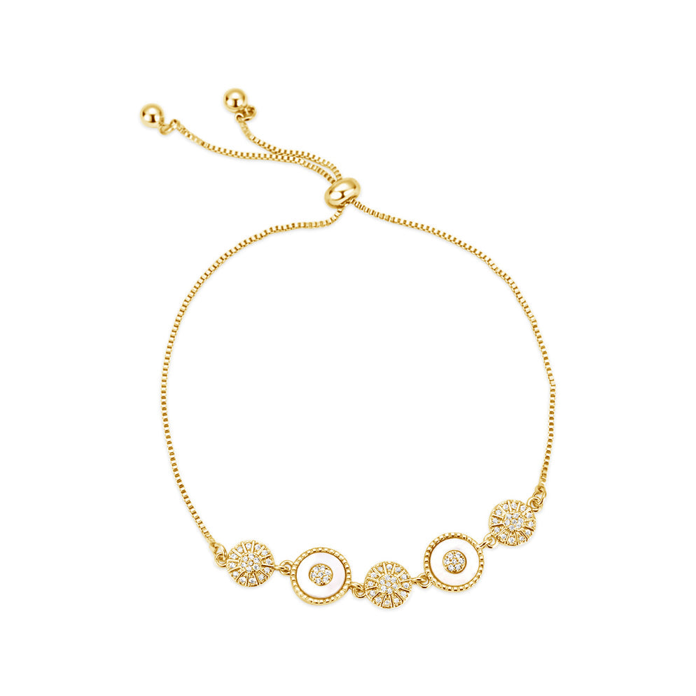 Gold Crystal Encrusted Draw In Bracelet