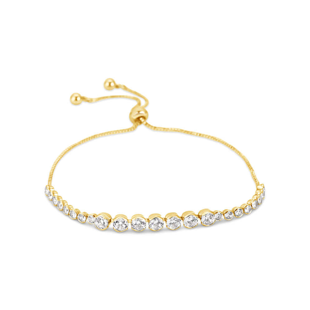 Gold Crystal Tennis Draw In Bracelet