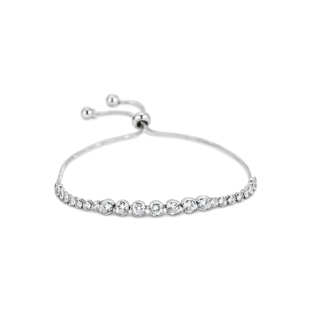 Silver Crystal Tennis Draw In Bracelet