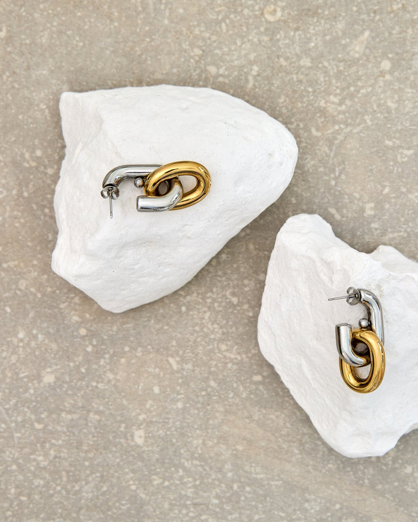 Chunky Gold & Silver Link Earrings
