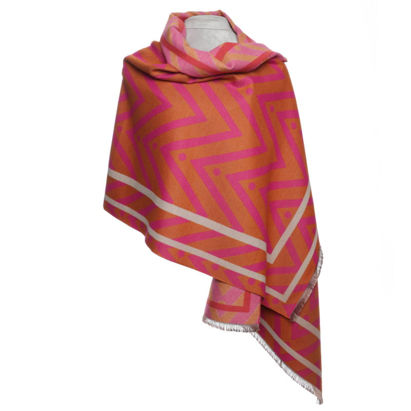 Orange & Cerise Zig Zag Scarf
