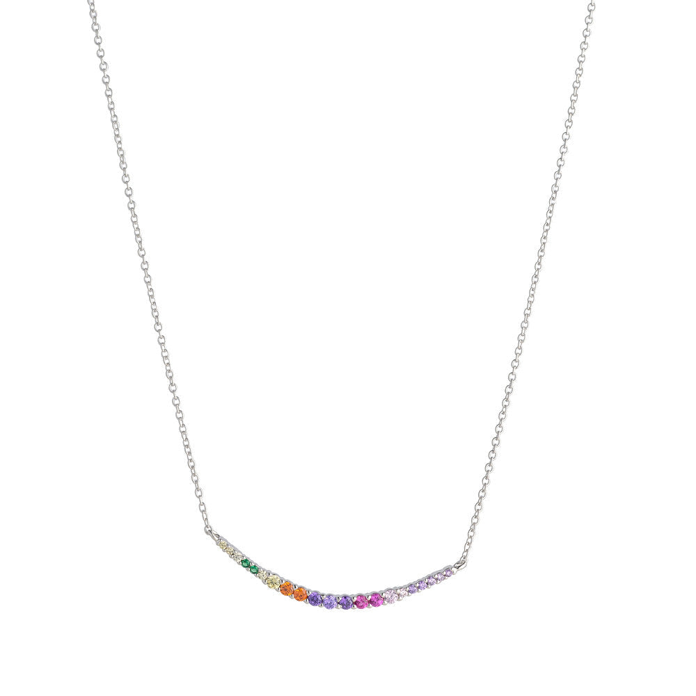 Silver & Multi Coloured Curve Necklace