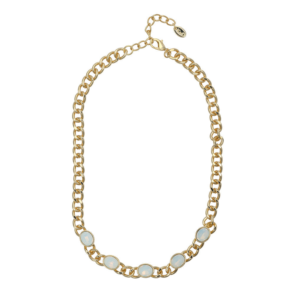 Alora Gold & White Opal Curb Chain Necklace