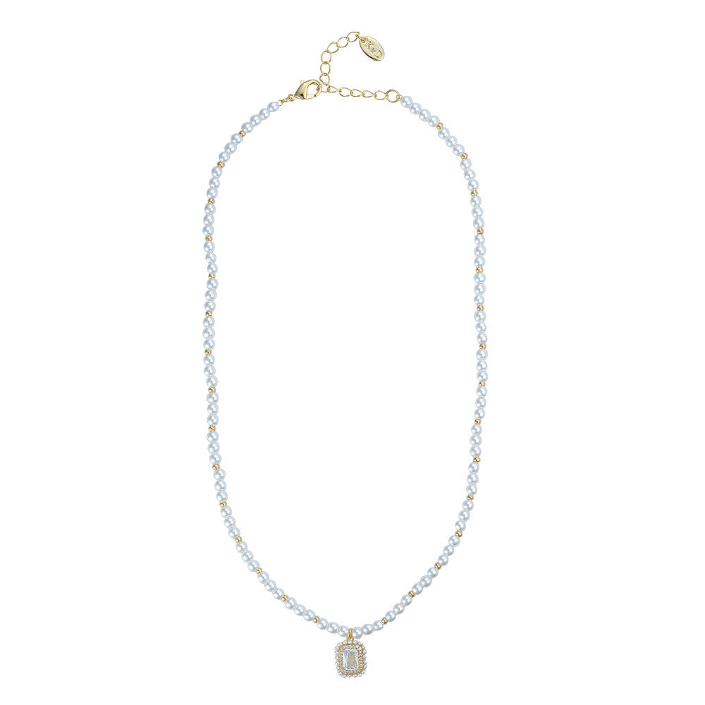 Dayana Pearl & Crystal Necklace