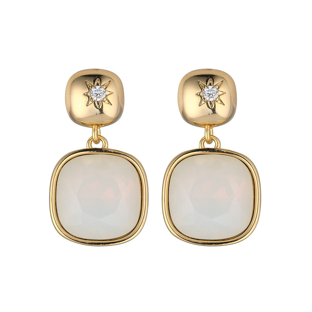 Sasha Gold & White Opal Drop Earrings