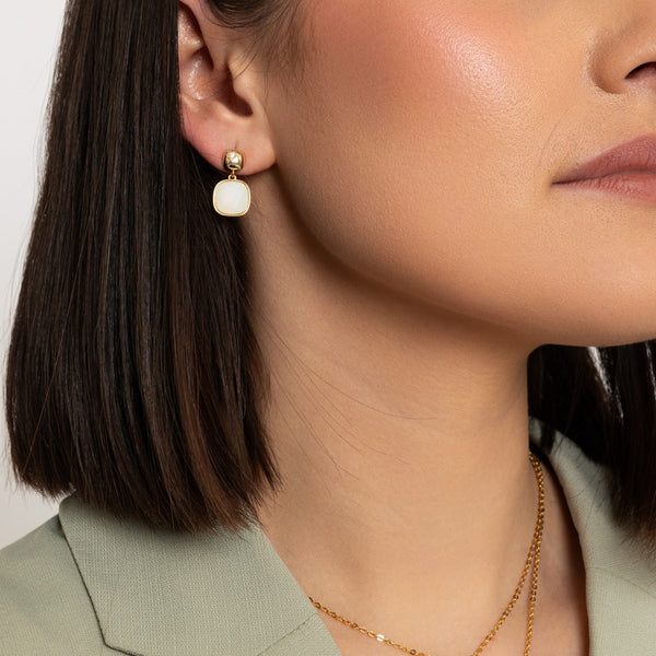 Sasha Gold & White Opal Drop Earrings