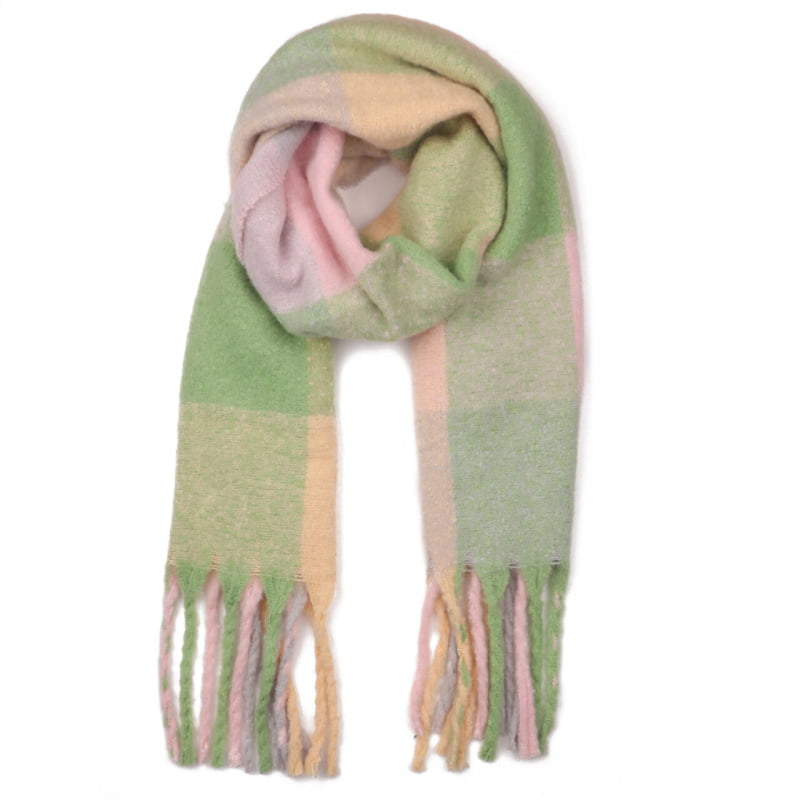 Green & Blush Check Cosy Scarf