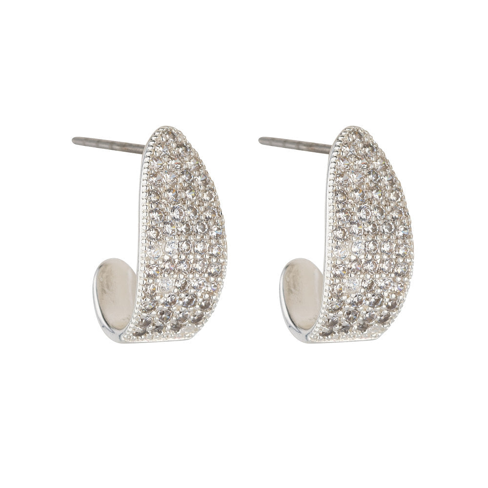 Silver Crystal Mini Hoop Earrings