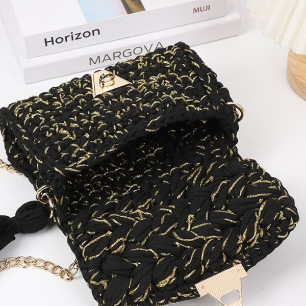 Black & Gold Braided Handbag