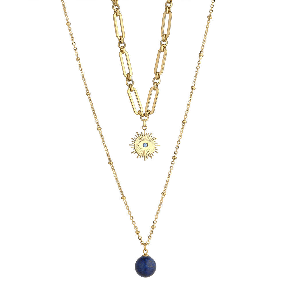 Gold & Lapis Stone Layered Necklace