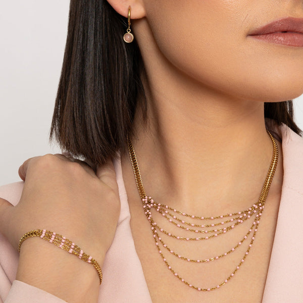 Raya Gold & Pink Layered Necklace