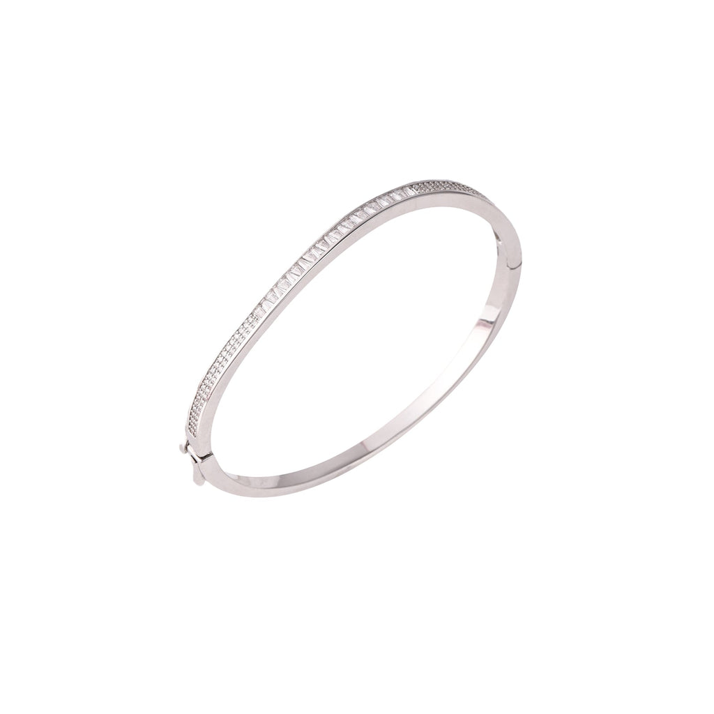 Silver & Crystal Bangle Bracelet