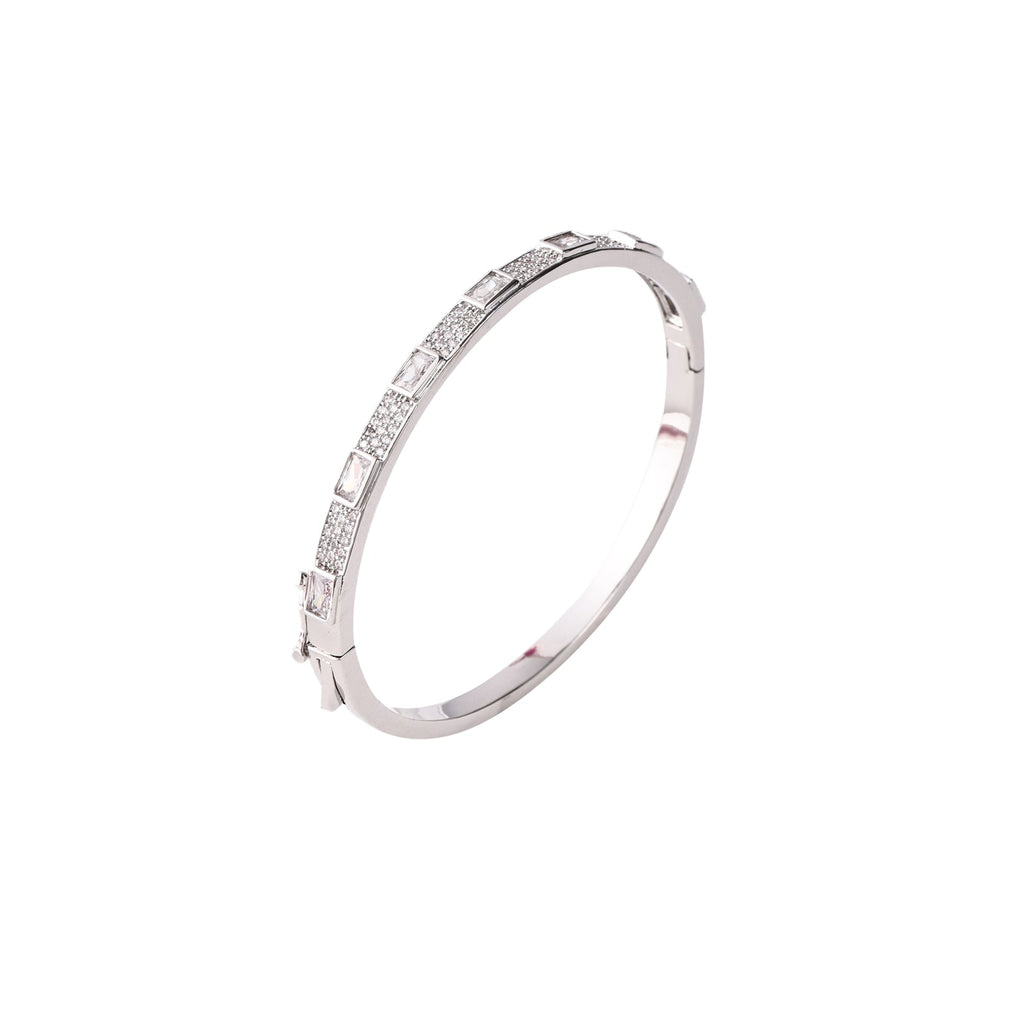 Silver & Crystal Encrusted Bangle Bracelet