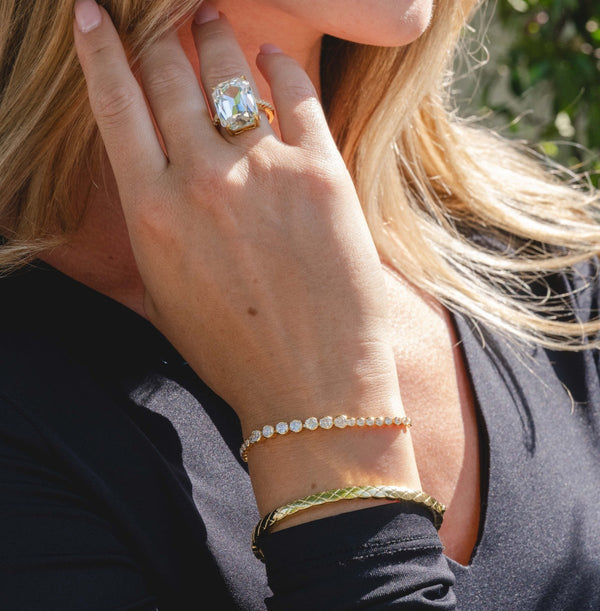 Gold Textured Bangle Bracelet
