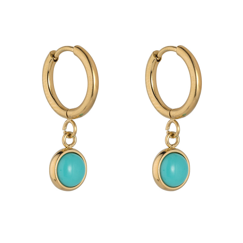 Gold & Turquoise Hoop Earrings
