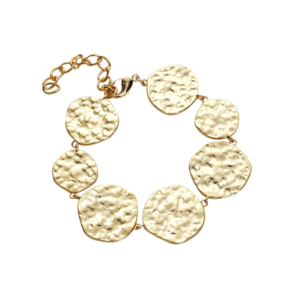 Gold Hammered Disc Bracelet