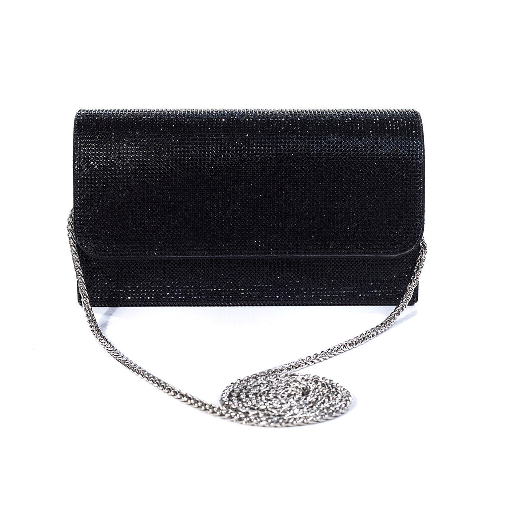 Black Crystal Encrusted Clutch Handbag