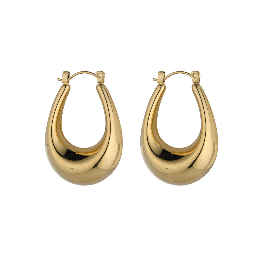 Gold Chunky Oval Hoop Earrings