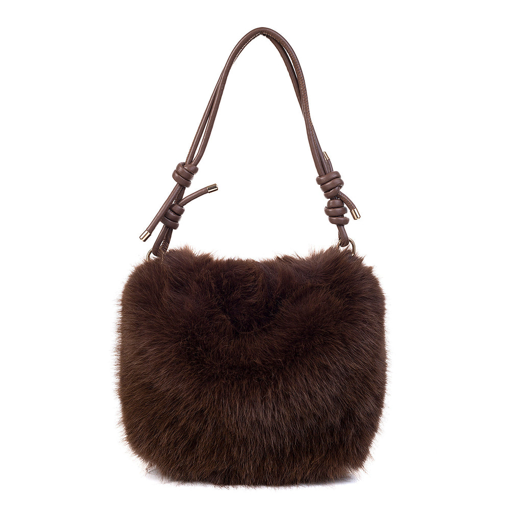 Cocoa Brown Faux Fur Handbag