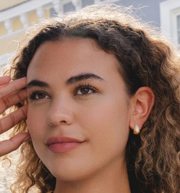 Gold Encrusted Teardrop Earrings