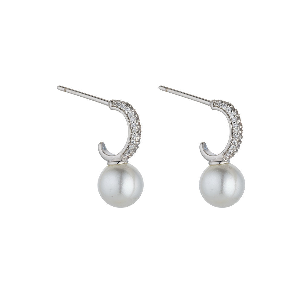 Nalani Silver & Pearl Hoop Earrings