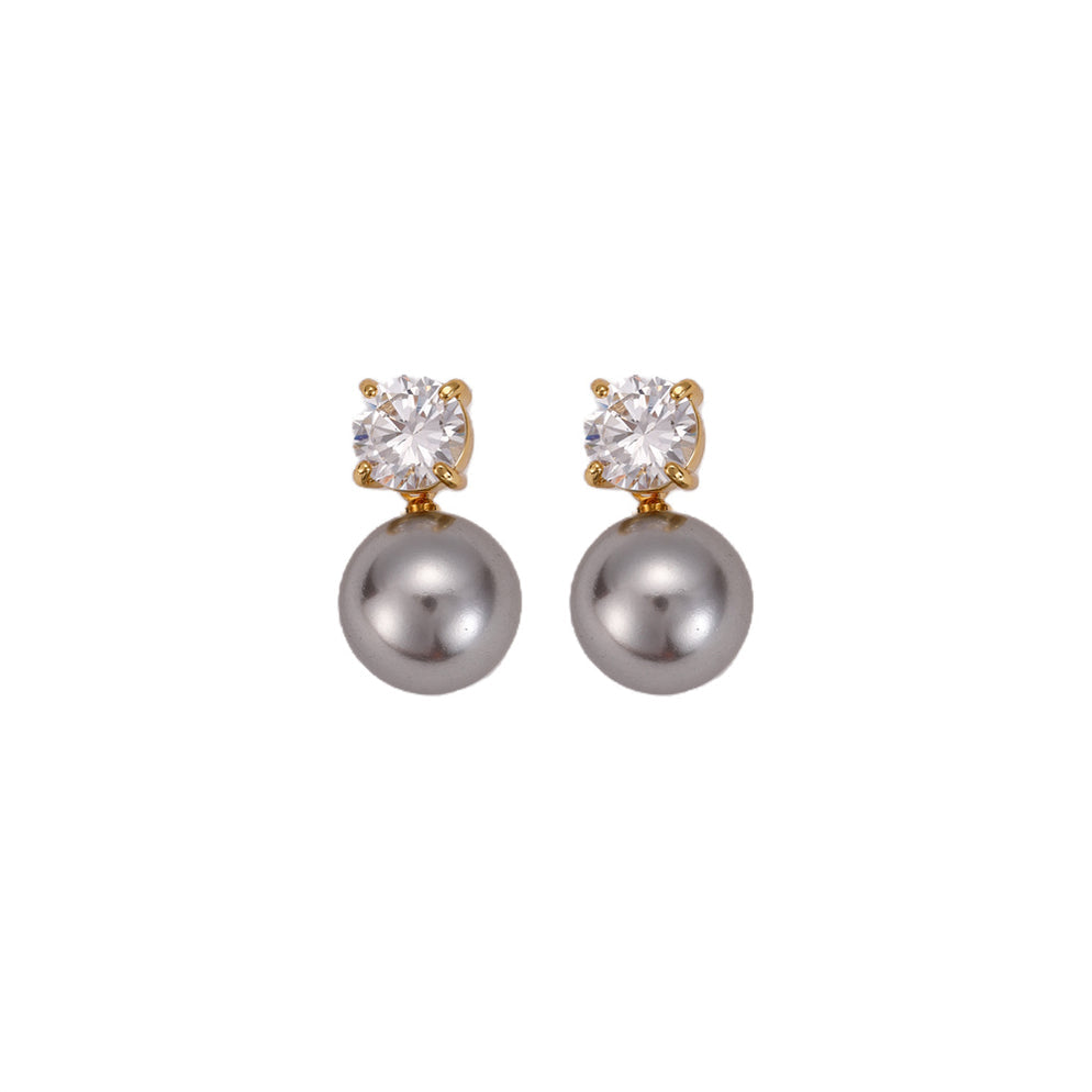 Gold Crystal & White Pearl Earrings