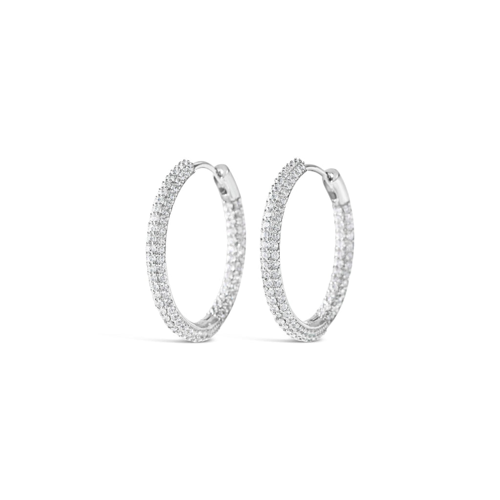 Silver Crystal Hoop Earrings