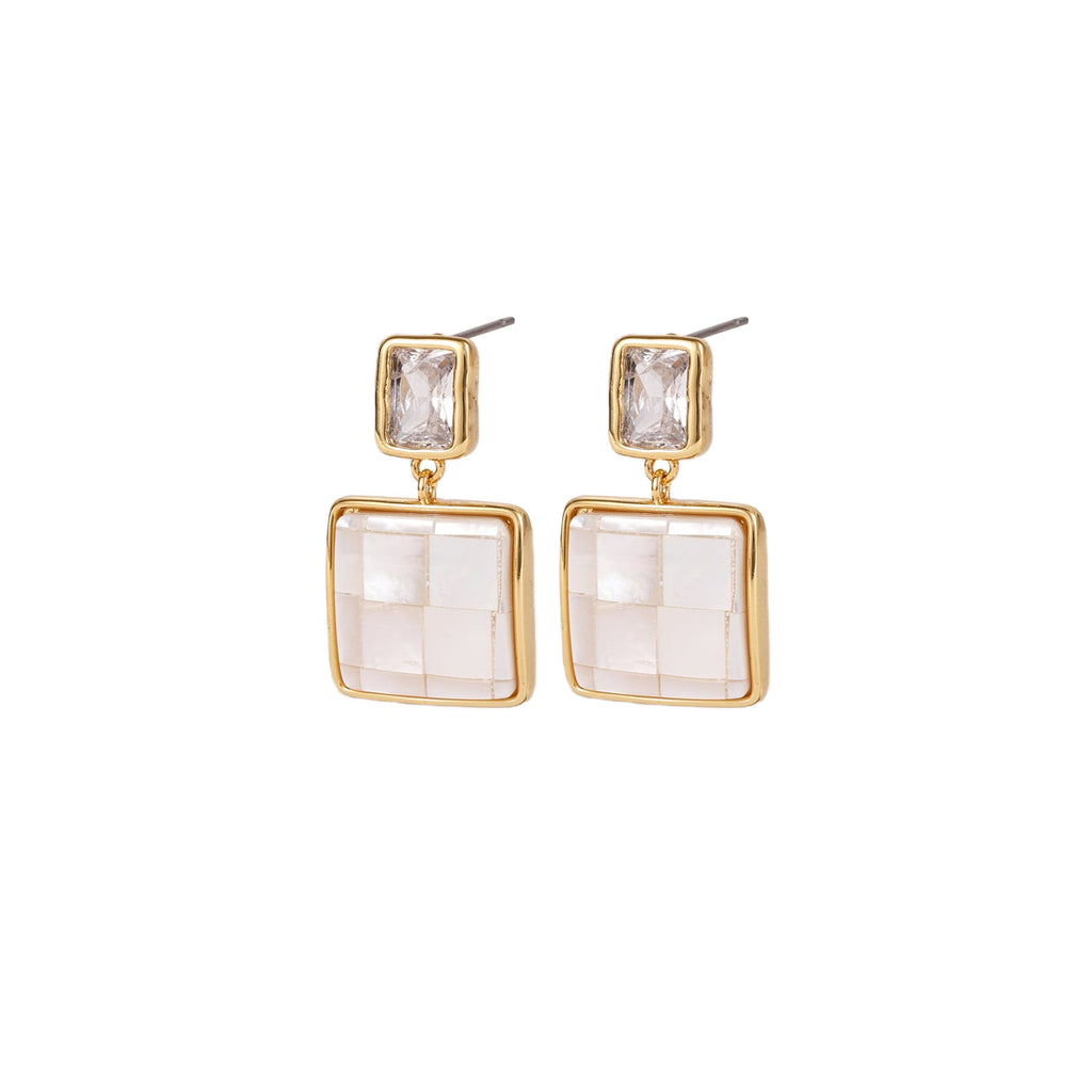 Gold & Mother Of Pearl Drop Earrings