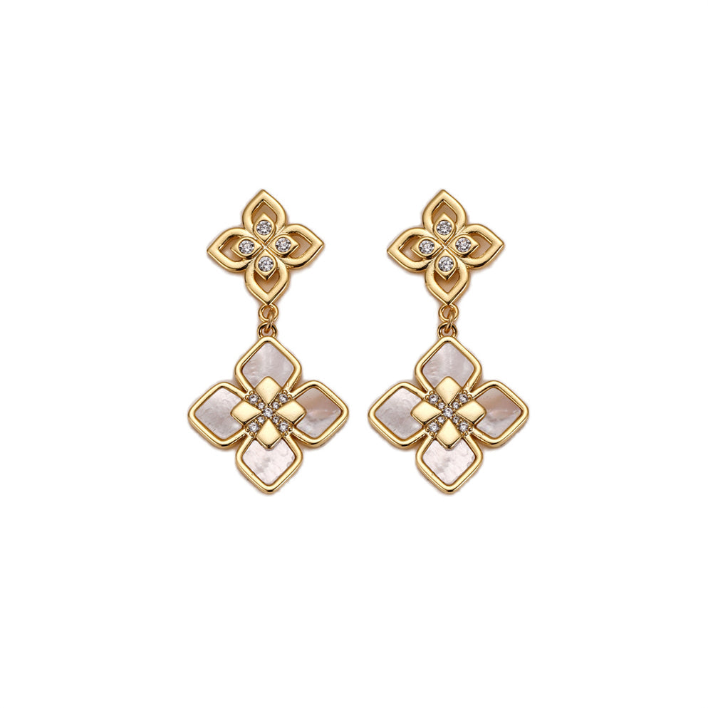 Gold Double Drop Club Earrings