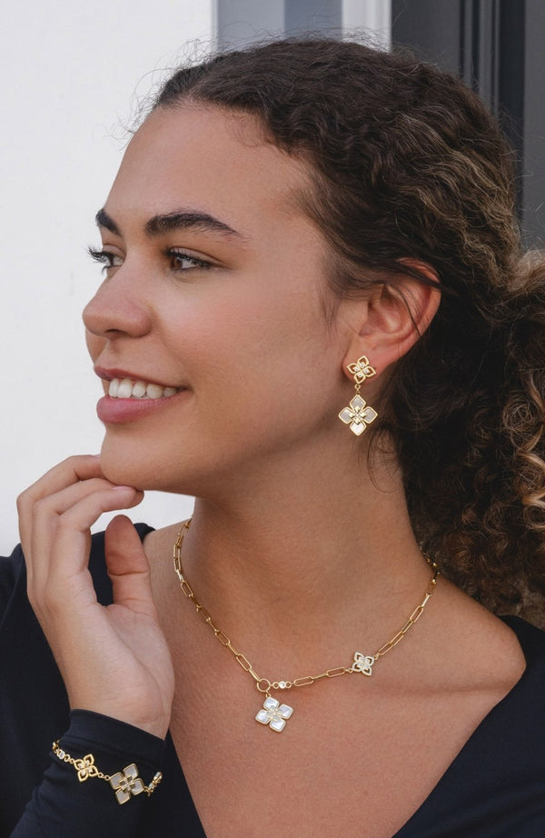 Gold Double Drop Club Earrings