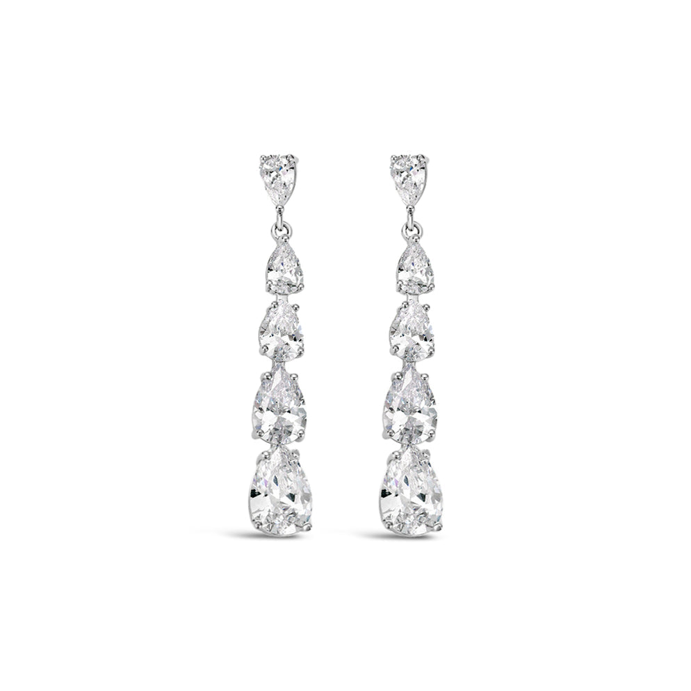 Silver & Crystal Teardrop Earrings