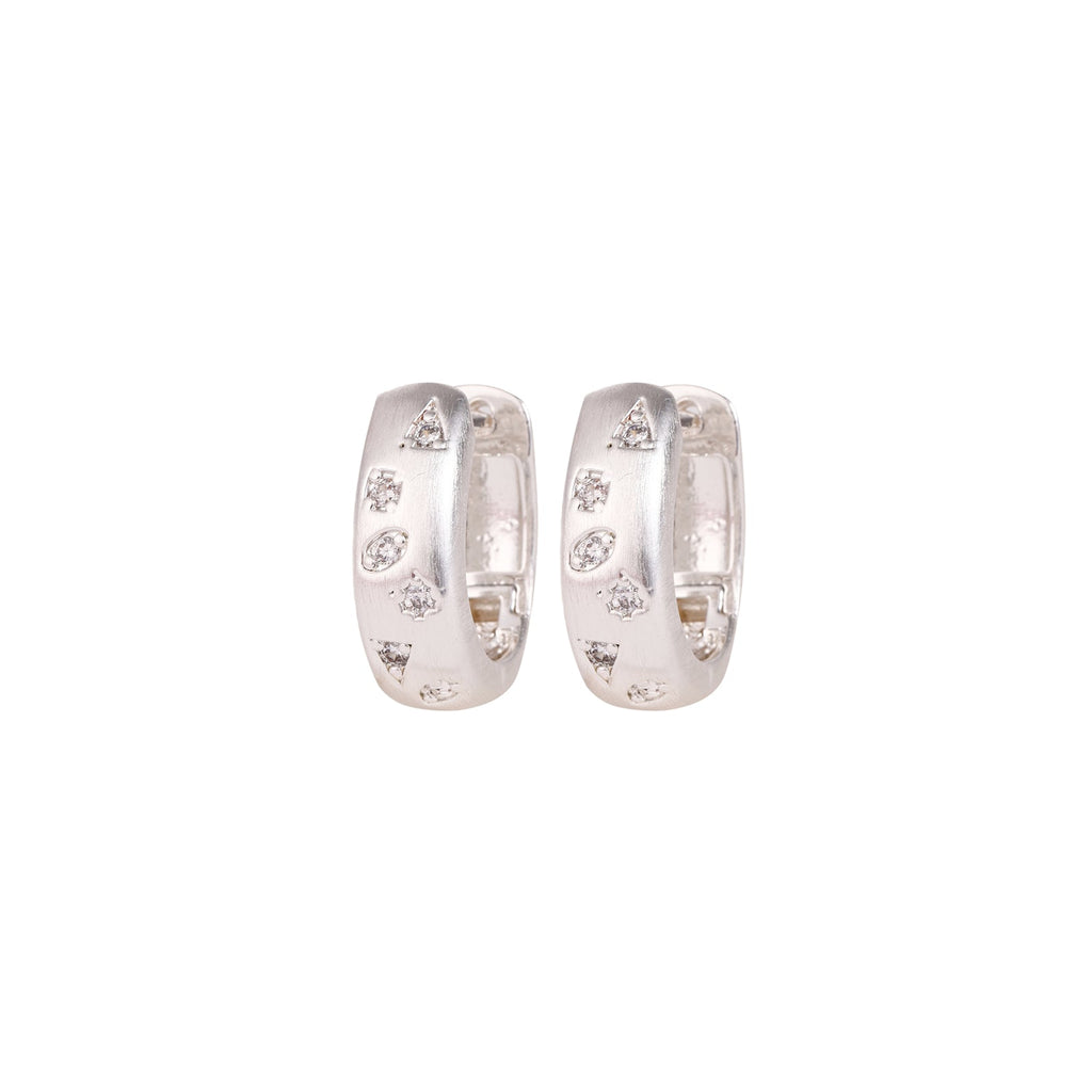 Silver & Crystal Huggie Hoop Earrings