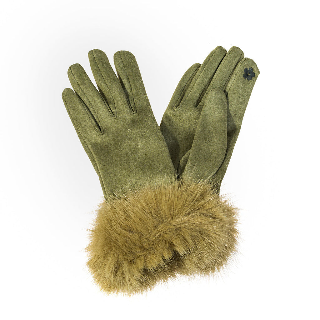 Artichoke Suede & Faux Fur Trim Gloves