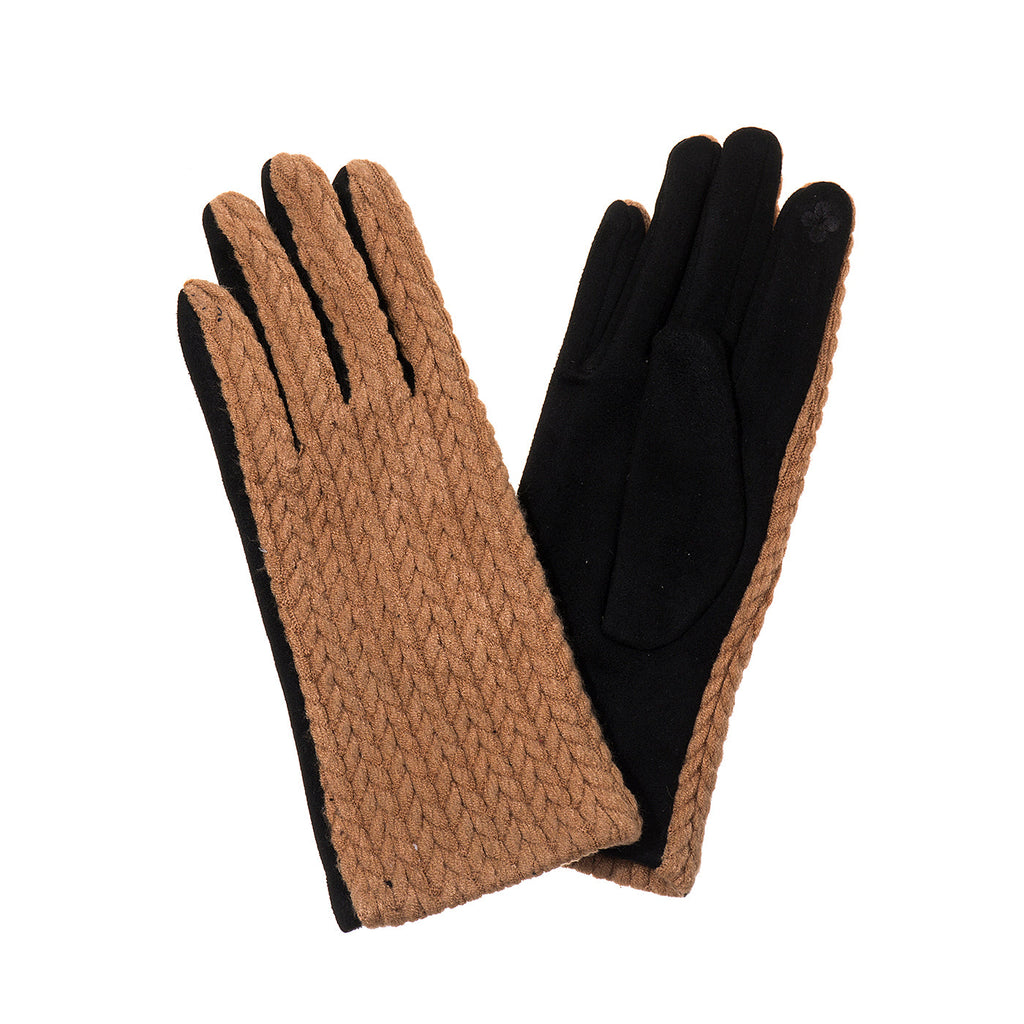 Black & Taupe Knitted Gloves