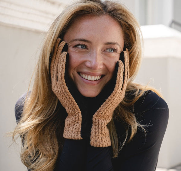 Black & Taupe Knitted Gloves