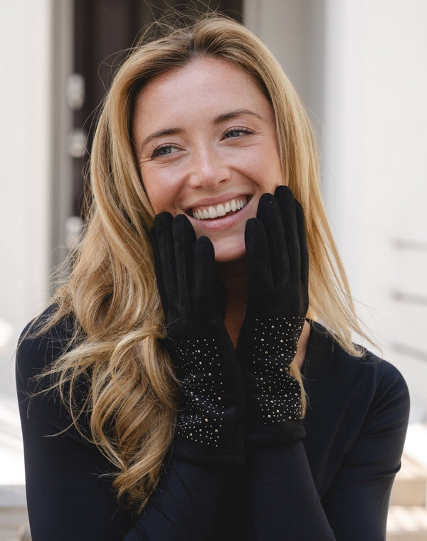 Black Sparkle Trim Gloves