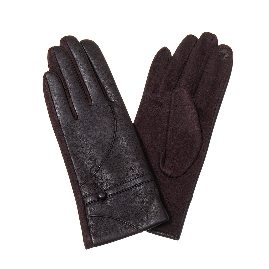 Cocoa Brown Leather Stitch Gloves