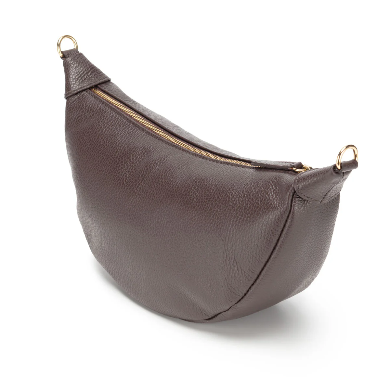 Chocolate Brown Leather Hobo Sling Bag