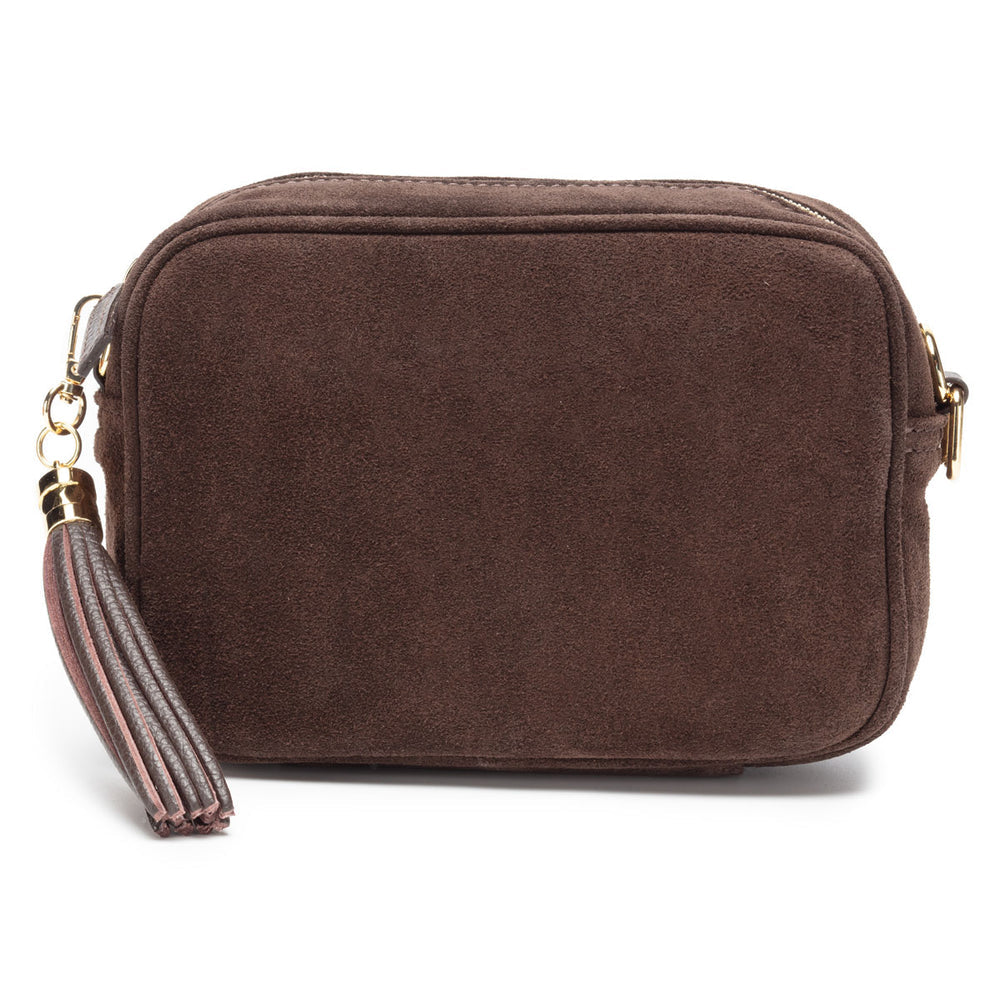 Brown Suede Leather Crossbody Handbag