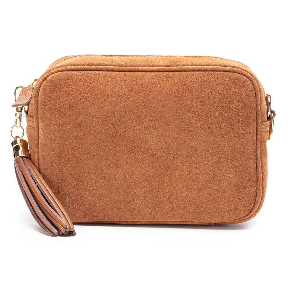 Tan Suede Leather Crossbody Handbag