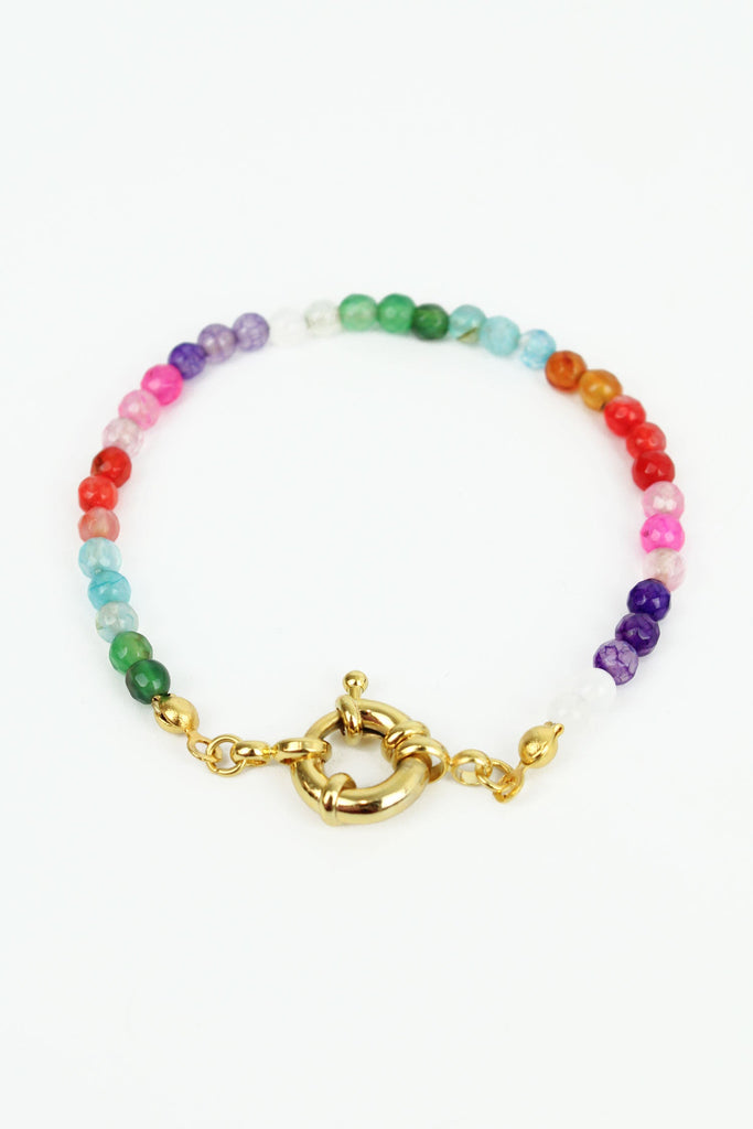 Rainbow Bracelet With Gold Clasp