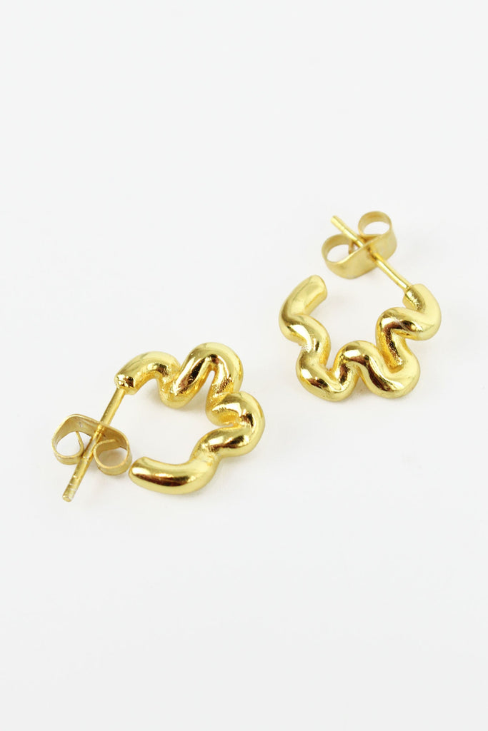 Gold Wiggle Small Hoop Earrings