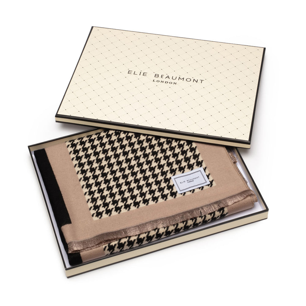 Black & Beige Dogtooth Luxury Scarf