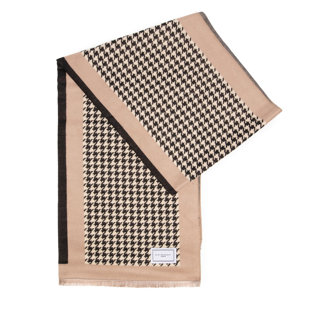 Black & Beige Dogtooth Luxury Scarf