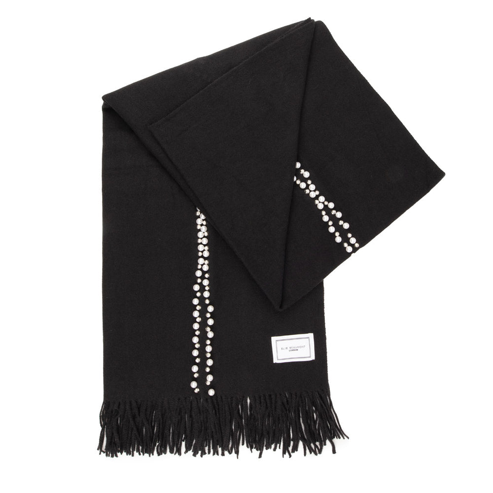 Black Pearl Embellished Luxe Scarf