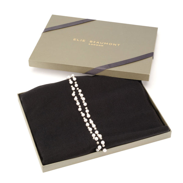 Black Pearl Embellished Luxe Scarf