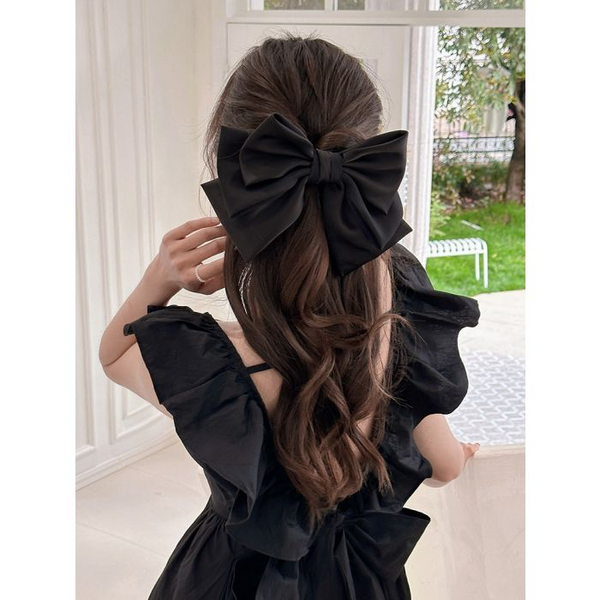 Black Triple Satin Bow Hair Clip