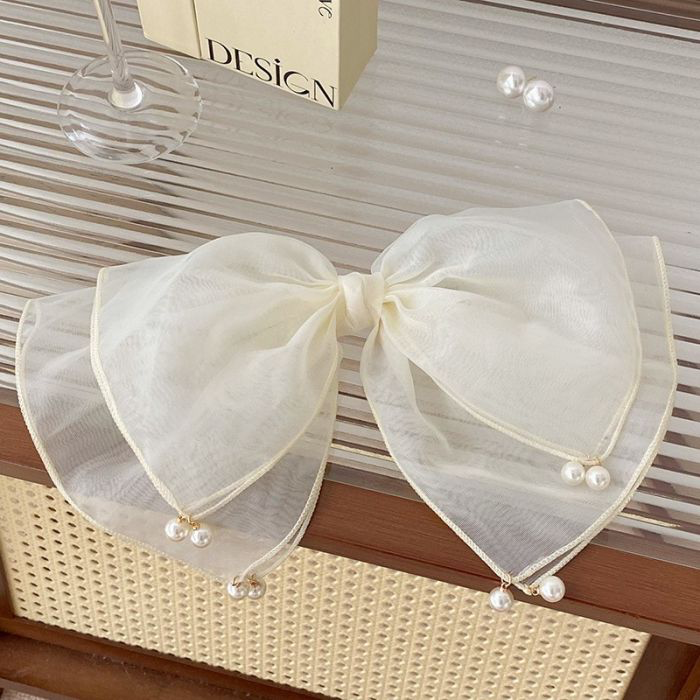 Ivory Organza Oversized Hair Bow