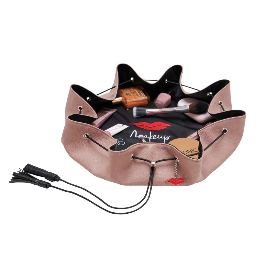 Donna May Nude Pink Large Leather Lay Flat Makeup Bag