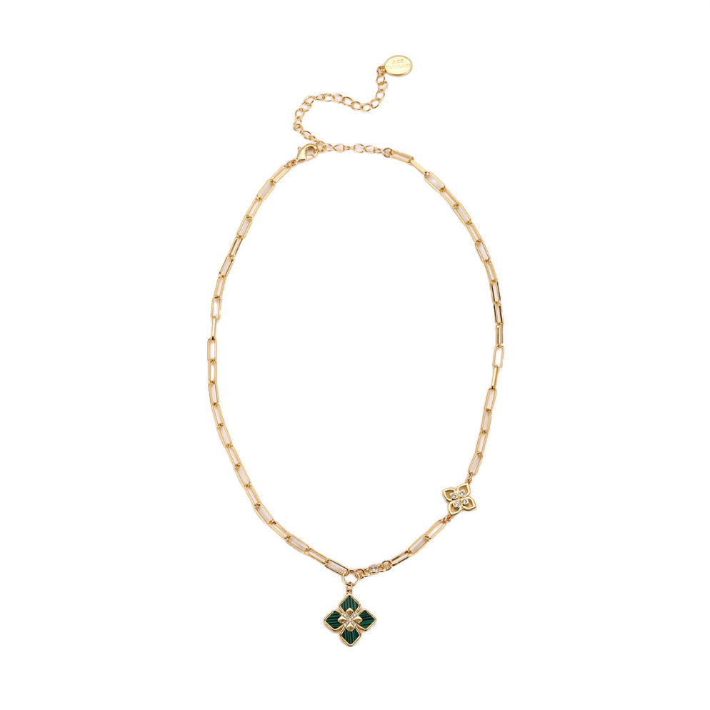 Gold & Green Club Chain Necklace
